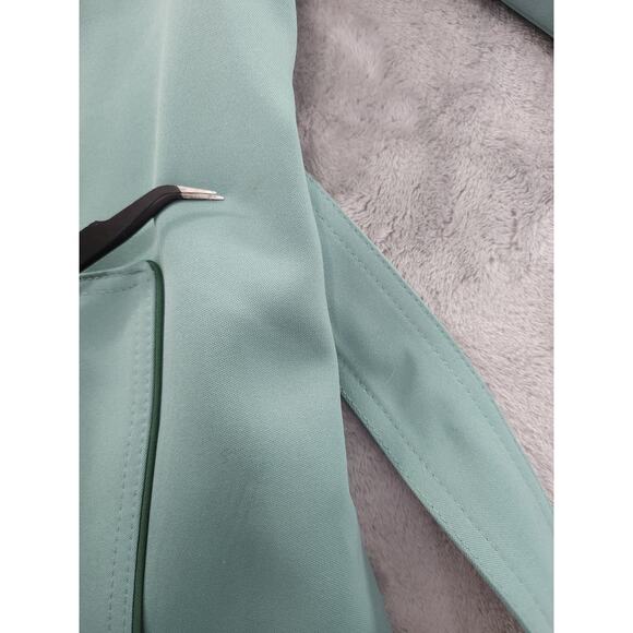 Vintage AstorOne Woven Polyester Belted Trench Coat Size 12 Green Zip Out Liner - Picture 3 of 10